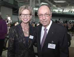 Elizabeth Rogan, CEO of The Optical Society, and Dr. Berthold Leibinger, TRUMPF GmbH + Co. KG